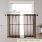 Cafe Curtains 36 Inch Length Tier 2 Pieces, Modern Soft Airy Sheer Kitchen - Image 2