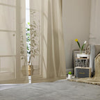 Lecloud Taupe Sheer Curtains 96 Inches Long 2 Panels, Modern Voile Solid - Image 8