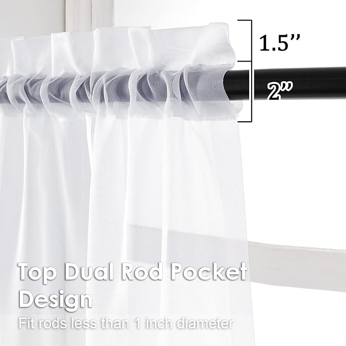 OVZME White Sheer Curtains 78 Inches Long 2 Panels - Image 3