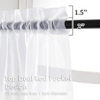 OVZME White Sheer Curtains 78 Inches Long 2 Panels - Image 3