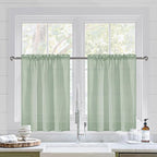 DWCN Bean Green Sheer Curtains for Kitchen Windows by DWCN
