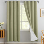Yakamok Sage Green Linen Curtains 100% Blackout 72 Inches Long, Room Darkening by Yakamok