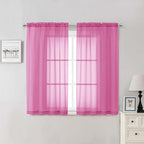 Lecloud Hot Pink Sheer Curtains 54 Inch Length 2 Pcs, Solid Color Voile Modern by Lecloud