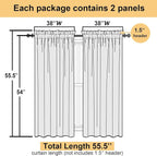 Lecloud Leia Texture Sheer White Curtains 54 Inch Length Set of 2 Panels - Image 4