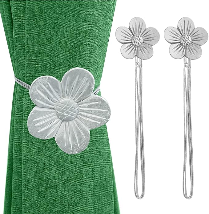 Lewondr Vintage Magnetic Curtain Tieback, 1 Pair Resin Flower Curtain Drapery by Lewondr