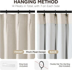 Joydeco 100% Blackout Pleated Curtains, Linen Window Curtains 2 Panel Sets 108 - Image 3