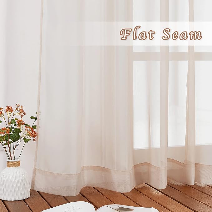 NICETOWN Taupe Sheer Curtains 96 inches Long, Grommet Voile Textured Airy Sheer - Image 7