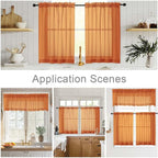 Orange Kitchen Curtains 30 Inch Length Tier 2 PCS, Solid Soft Airy Half Curtains - Image 6