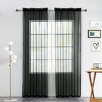 youleyar Solid Sheer Rod Pocket Curtain Voile Draperies 2 Panels White Beige by Youleyar