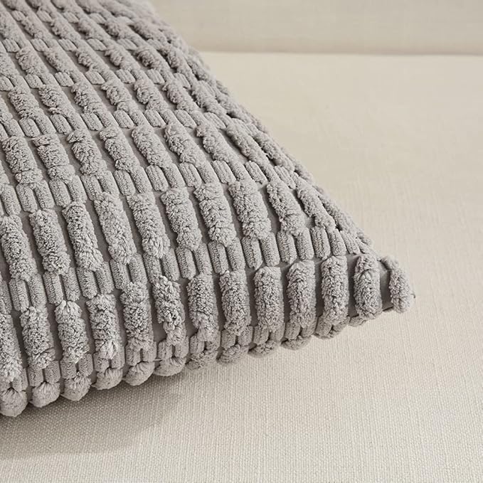 Fancy Homi 4 Packs Grey Decorative Throw Pillow Covers 16x16 Inch - Image 4