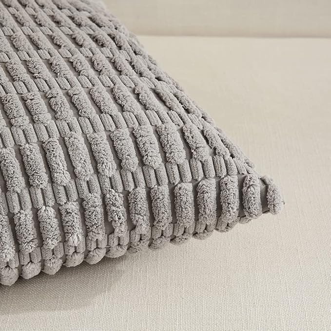Fancy Homi 4 Packs Grey Decorative Throw Pillow Covers 18x18 Inch - Image 4