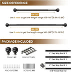 KAMANINA 1 Inch Extra Long Curtain Rod 140 to 195 Inches Black Heavy Duty - Image 8