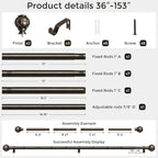 Long Bronze Curtain Rod, Heavy Duty 1 Inch Decorative Curtain Rods - Image 5