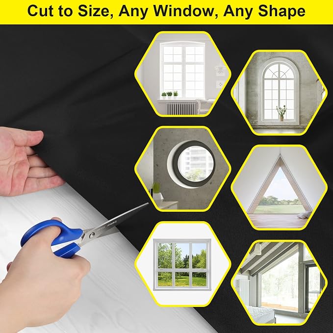 FADOTY 100% Blackout Curtains, Portable Black Out Window Cover Film, Cuttable - Image 5
