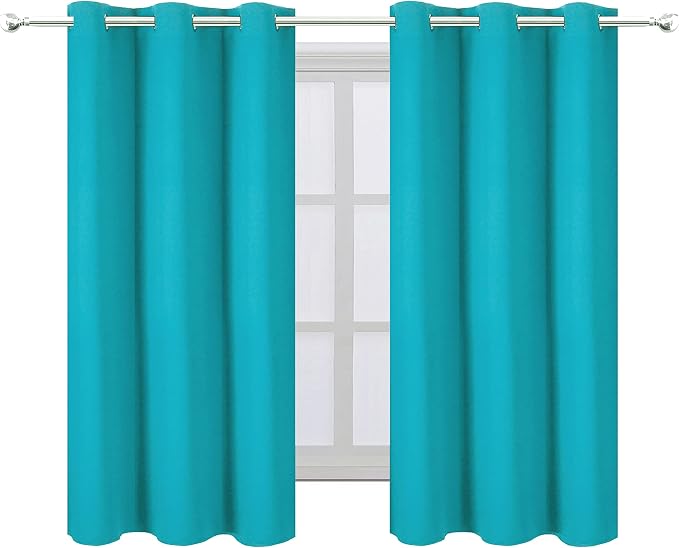 LEMOMO Teal Blackout Curtains 34 x 54 Inch Length/Set of 2 Curtain - Image 2