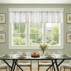 jinchan Striped Valance Farmhouse Window Treatment Linen Textured Drapes - Image 3