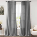 Extra Long Dark Grey Linen Curtains 2 Panels 102 Inches Long by Nanspring