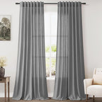 Extra Long Dark Grey Linen Curtains 2 Panels 102 Inches Long by Nanspring