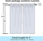 Simplebrand White Sheer Curtains 90 Inches Long, Light Filtering Rod Pocket - Image 2