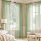 MIULEE Sage Green Sheer Curtains 108 Inches Long, 4 Panels Set, Light Filtering - Image 2