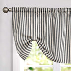 jinchan Tie Up Linen Textured Striped Tie Curtain by JINCHAN