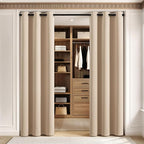 MIULEE Blackout Door Curtain Set of 2, 34 x 80 Inch Beige Thermal Insulated - Image 4