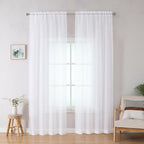 Simplebrand Sheer White Curtains 96 Inches Long, Light Filtering Rod Pocket - Image 8
