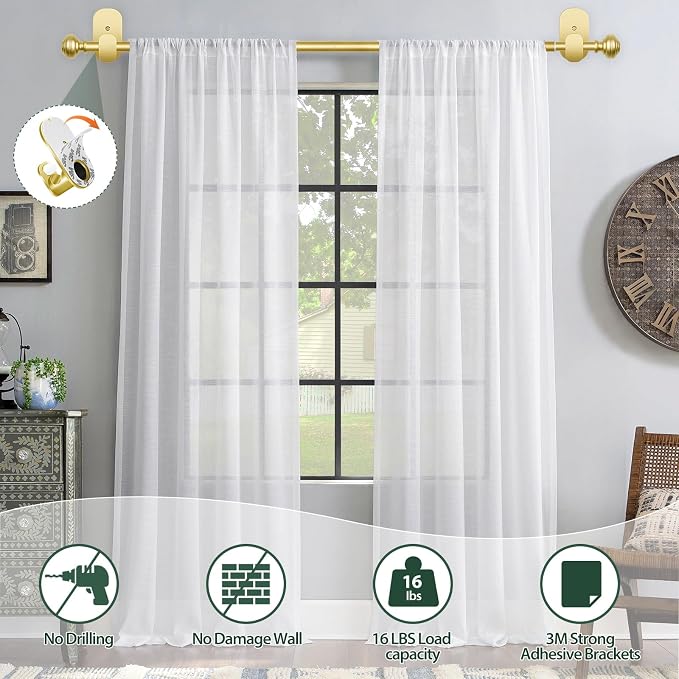 KAMANINA 2 Pack Curtain Rods No Drilling - Image 2
