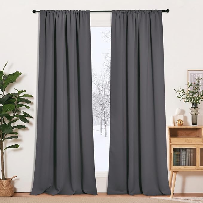 RYB HOME Blackout Curtains for Bedroom 102 inches Long, Privacy Thermal by RYBHOME