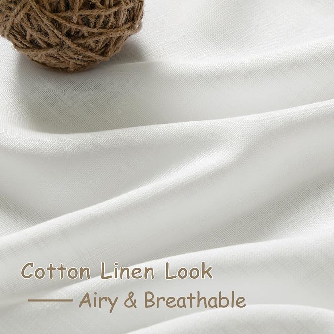 Nanspring Linen Curtains 84 inches Long 2 Panel Set, Off White - Image 5