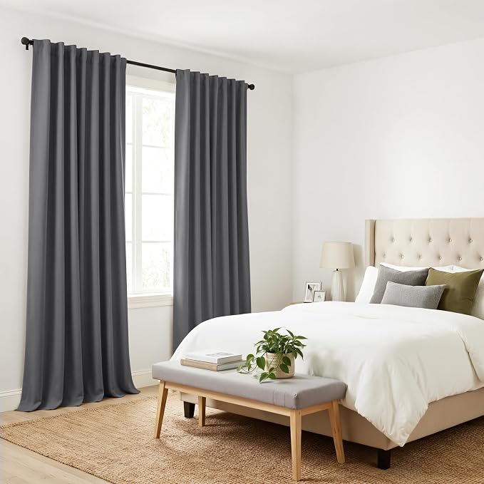 PONY DANCE Grey Blackout Curtains 96 inch Long, Room Darkening Curtains - Image 8