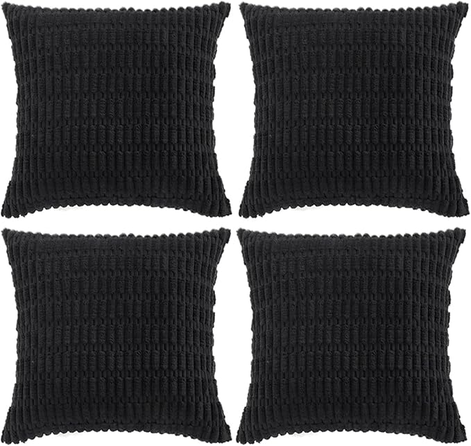 Fancy Homi 4 Packs Boho Black Decorative Throw Pillow Covers 16x16 Inch by Fancy+Homi
