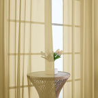 OWENIE Gold Sheer Curtains 120 Inches Long 2 Panels Set, Airy Lightweight Sheer - Image 2