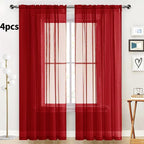 SpaceDresser Christmas Red Sheer Curtains 4 Panels Rod Pocket Semi-Sheer - Image 2