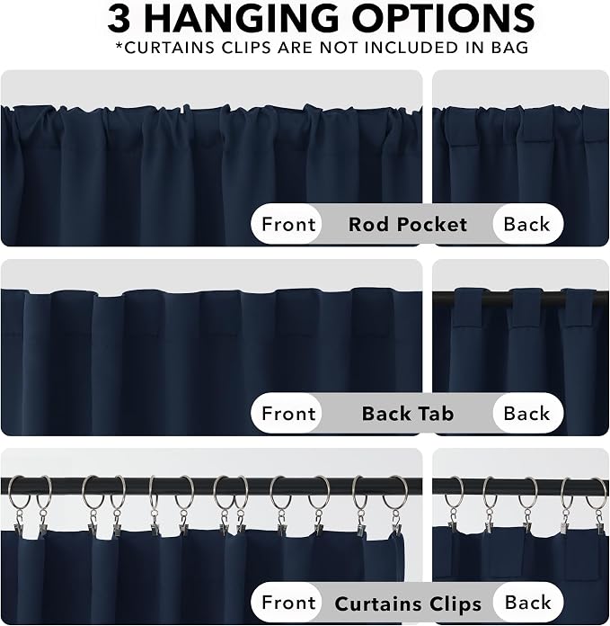 Deconovo Blackout Curtains, Thermal Insulated, W42 x L84 2 Panels, Back Tab - Image 2