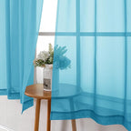 Lecloud Turquoise Sheer Curtains 63 Inch Length 2 Panels, Light Filtering Voile - Image 4