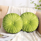 HIG Set of 2 Decorative Round Pleated Throw Pillows, Classy Accent Pumpkin by HIG