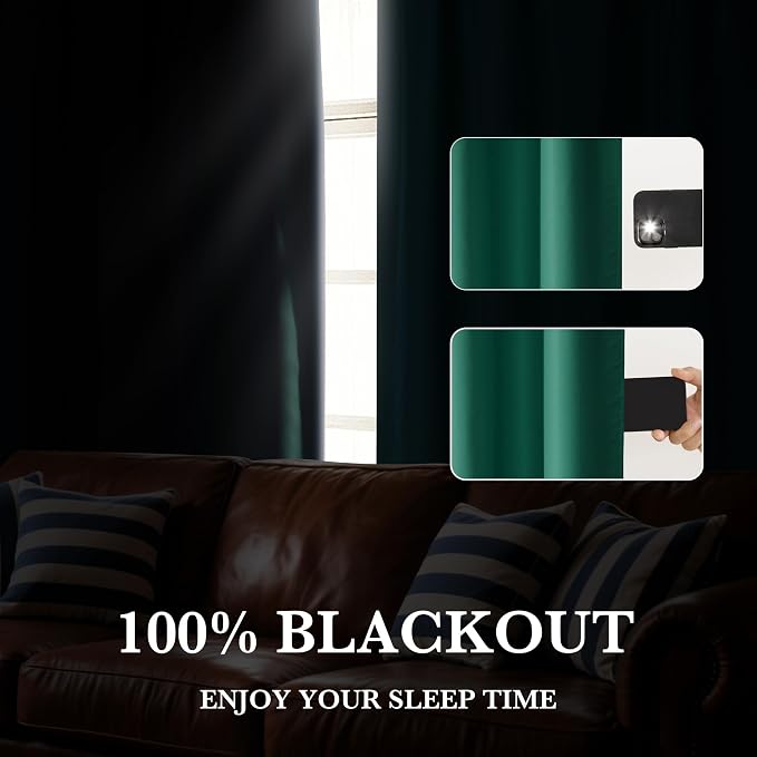 RYB HOME Bedroom Blackout Curtains 63 inches Long, 100% Blackout Thermal - Image 4