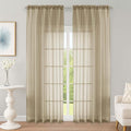 OWENIE Taupe Sheer Curtain 90 Inches Long 2 Panels Set, Solid Filmy Drapes by OWENIE