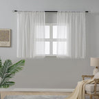 WAZZIO Boho Lace Curtains 45 Inches 2 Panel, Light Filtering Privacy Tassel & - Image 2