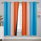 Ombre Orange and Blue Blackout Curtains 72 Inch Length 2 panels, Full Room - Image 2