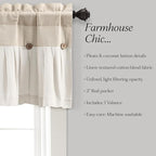Lush Decor Linen Button Farmhouse Valance Curtians 84"W x 18"L Linen - Image 6
