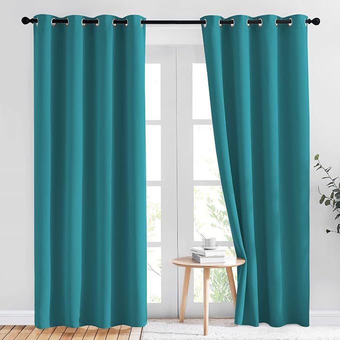 NICETOWN Peacock Teal Blackout Curtains 84inch Length 2 Panels Set by NICETOWN