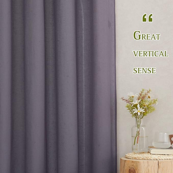 NICETOWN Faux Flax Linen Sheer Living Room Curtains, Grommet Elegant Semi Sheer - Image 3