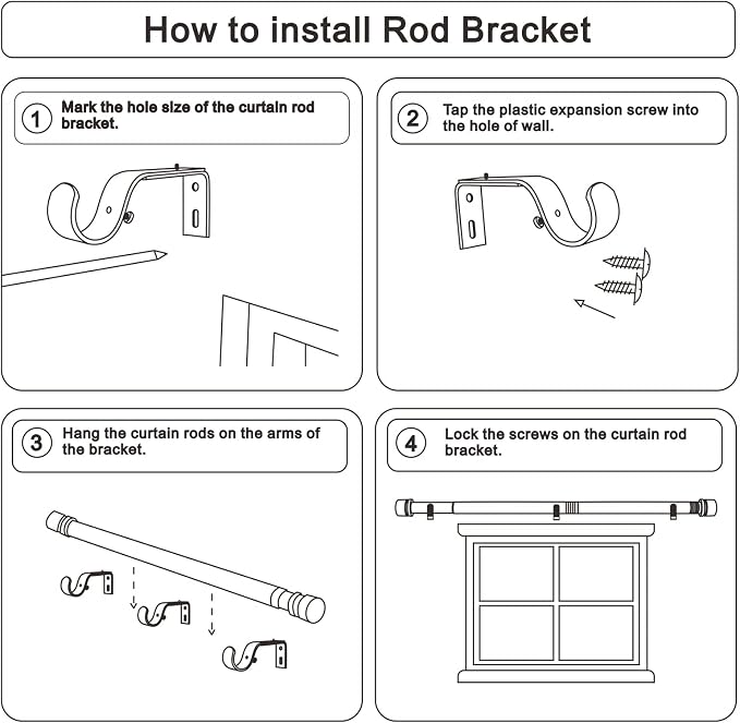 Byondeth Curtain Rods for Windows 16 to 200 Inches Adjustable Length 1 Inch - Image 7