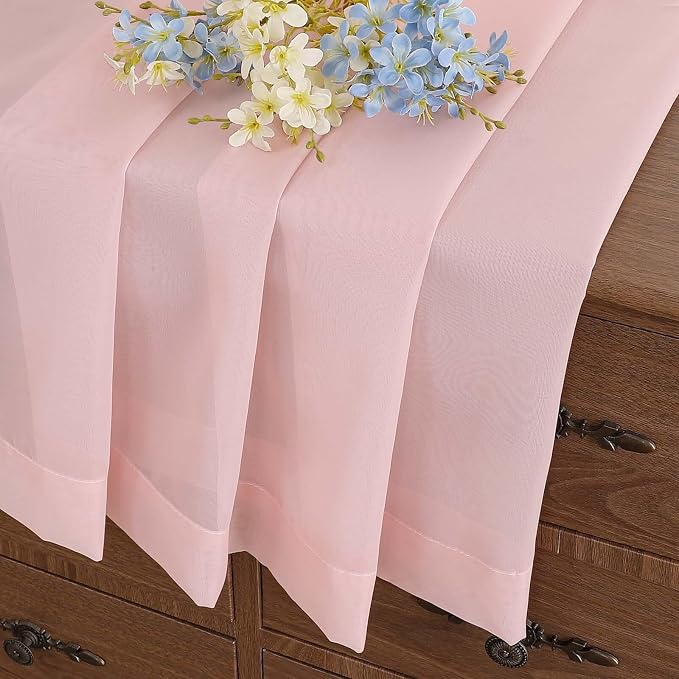 Blush Pink Window Sheer Curtains 54 inch Length, Soft Airy Light Filtering - Image 8