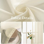 MIULEE Short Sheer Curtains 45 Inches Long, Light Cream Light Filtering Voile - Image 3