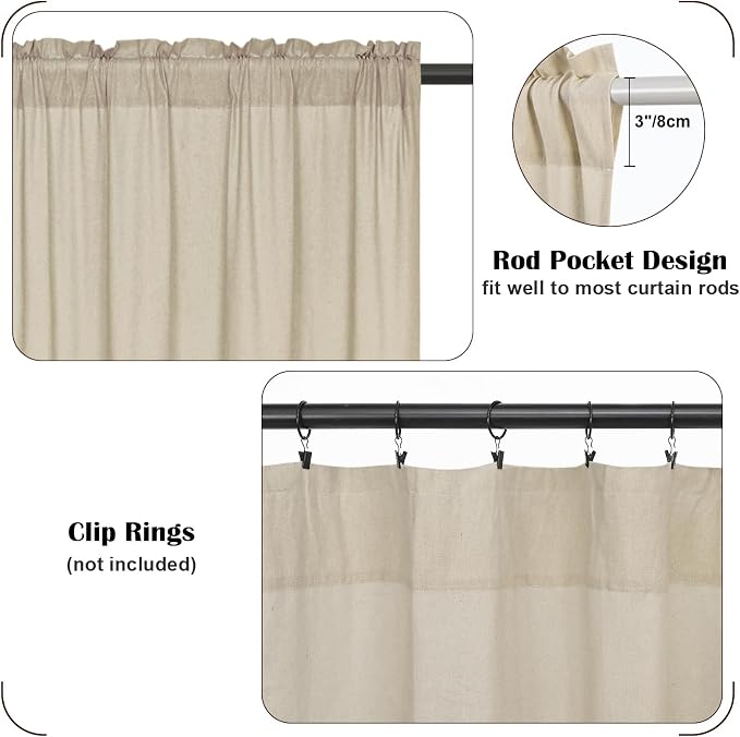 FRAMICS Farmhouse Cotton Linen Curtains - Image 6