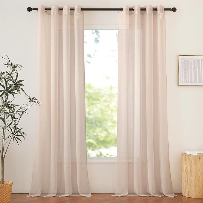 NICETOWN Taupe Sheer Curtains 90 inches Long, Grommet Airy & Elegant Light by NICETOWN