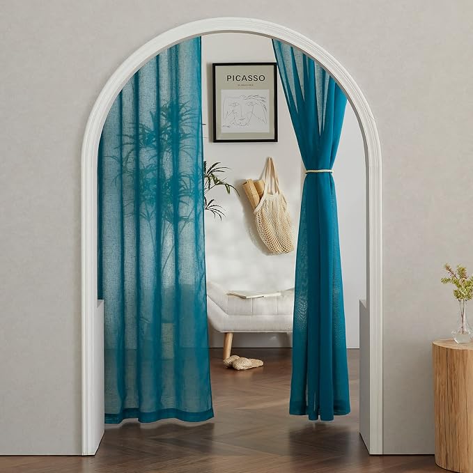 NICETOWN Semi Sheer Curtains Flax Linen Texture, Grommet Retro Linen Weave - Image 9